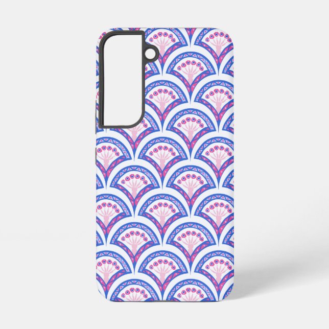 blue floral damask pattern  samsung galaxy s22 case (Back)