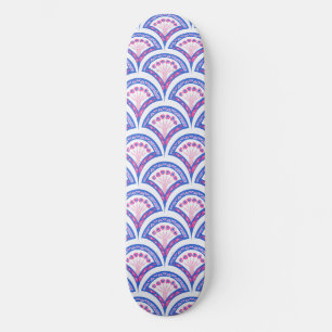 blue floral damask pattern  skateboard