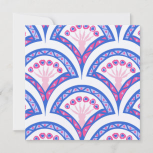 blue floral damask pattern thank you card