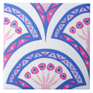 blue floral damask pattern tile