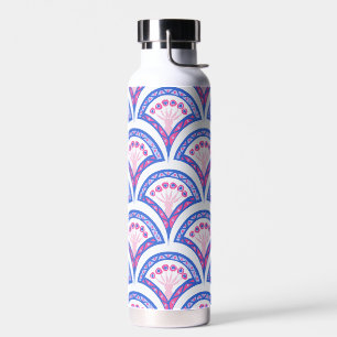 blue floral damask pattern water bottle