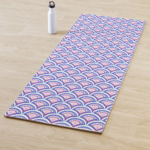 blue floral damask pattern  yoga mat