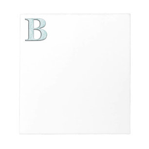 Blue Floral Damask Print B monogram initials Notepad