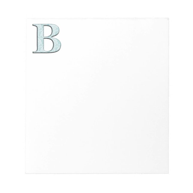 Blue Floral Damask Print B monogram initials Notepad (Front)