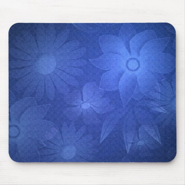 Blue Floral Deco Mousepad (Front)