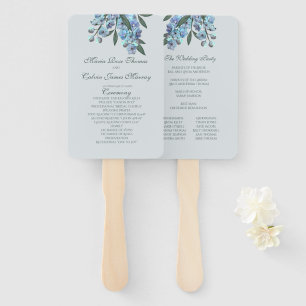 Blue Floral Delphinium Bouquet Hand Fan