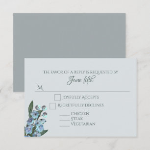 Blue Floral Delphinium Bouquet RSVP Card