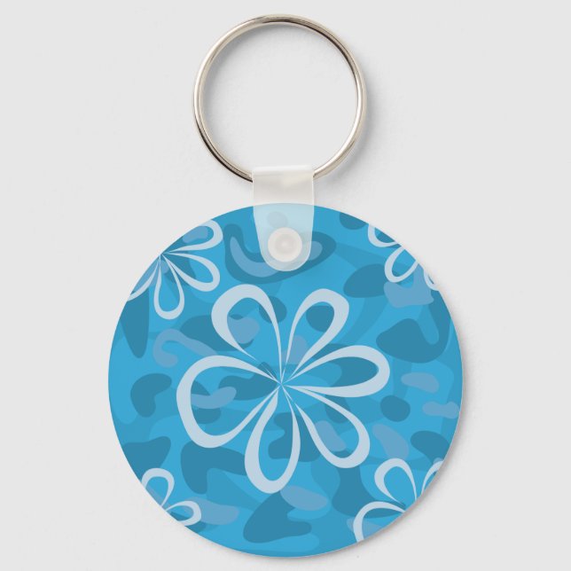 Blue Floral Design Keychain (Front)