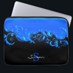 Blue Floral Design on Black Laptop Sleeve<br><div class="desc">🥇AN ORIGINAL COPYRIGHT ART DESIGN by Donna Siegrist ONLY AVAILABLE ON ZAZZLE! Laptop Sleeve ready for you to personalize. ✔NOTE: ONLY CHANGE THE TEMPLATE AREAS NEEDED! 😀 If needed, you can remove the text and start fresh adding whatever text and font you like. 📌If you need further customization, please click...</div>