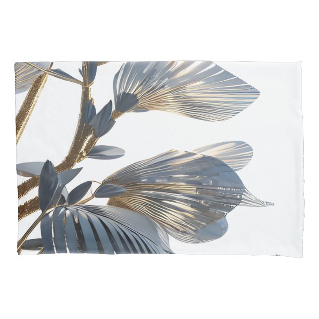 Blue Floral Design Plant Pillowcase (Front)