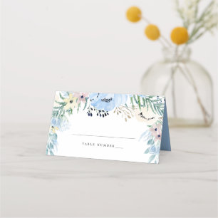 Blue Floral DIY Wedding Place Card