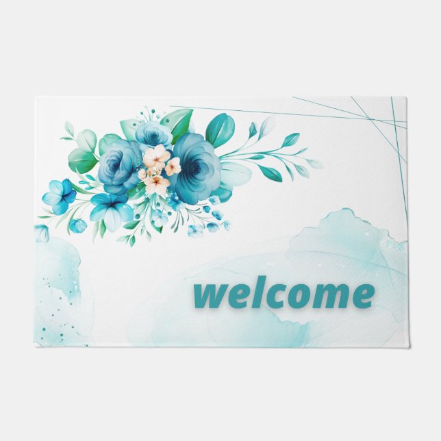 BLUE FLORAL DOORMAT (Front)