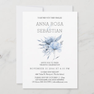 *~* Blue Floral Elegant AR15 WEDDING Rose RSVP +   Invitation