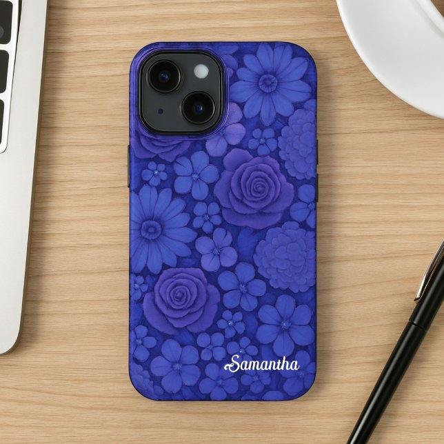 Blue Floral Elegant Botanical Case-Mate iPhone Case (Creator Uploaded)
