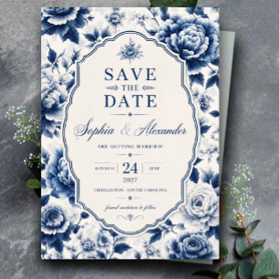  Blue Floral Elegant Chinoiserie Classic Acrylic Invitations