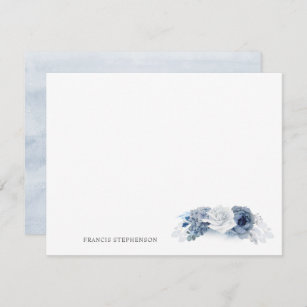 Blue Floral Elegant Full Name or Couple's Names Card