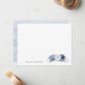 Blue Floral Elegant Full Name or Couple's Names Card (Front/Back In Situ)