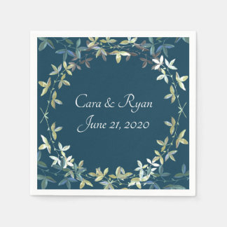 Blue Floral Elegant Simple Chic Stylish Wedding Napkin