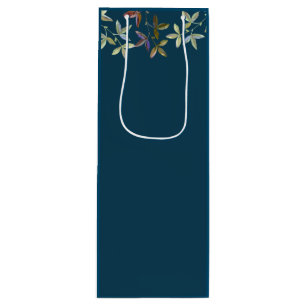 Blue Floral Elegant Simple Chic Stylish Wine Gift Bag