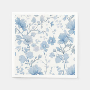 Blue Floral Elegant Whimsical Garden Party Napkin