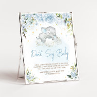 Blue Floral Elephant Baby Shower Don't Say Baby