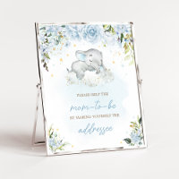 Blue Floral Elephant Baby Shower Envelope Station