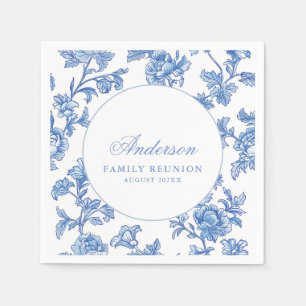 Blue Floral Family Reunion Party  Napkin