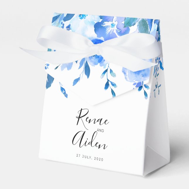 Blue Floral Favor Box (Front Side)
