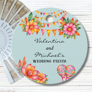 Blue Floral Fiesta Mexican Wedding Thank You Favour Tags