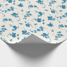 Blue Floral French Rococo Ivory Elegant 