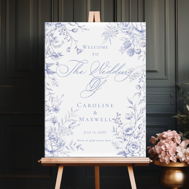 Blue Floral french toile wedding welcome Poster (Creator Uploaded)