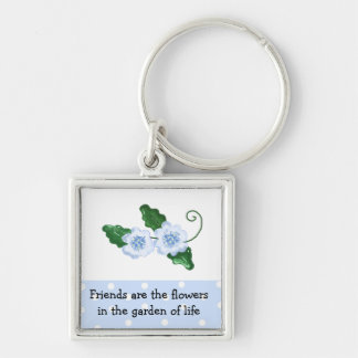 Blue Floral Friendship Saying Keychain