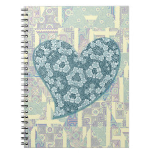 Blue Floral Fun Heart Vintage Style Journal