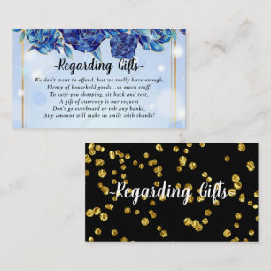 Blue Floral Fund Instead of Gifts Fund Cards