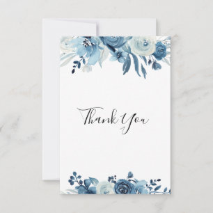 blue floral funeral thank you note card