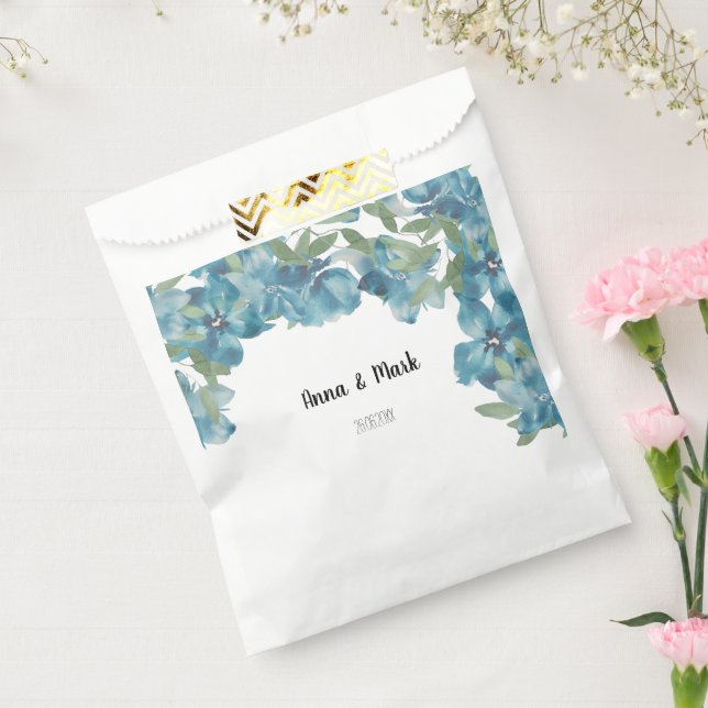 Blue Floral Fusion Watercolor Hand-painted Favour Bag (Sealed)