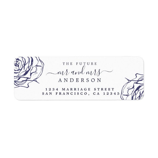 Blue Floral Future M. Mme Mariage Retour Adresse (Devant)