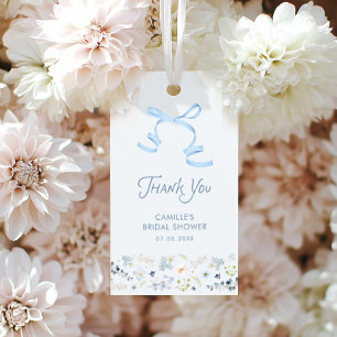 Blue Floral Garden Bridal Shower Thank you Tags