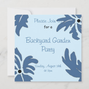 Blue Floral Garden Party Invitation