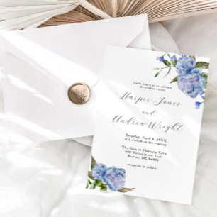Blue Floral Garden Wedding Invitation