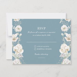 Blue Floral Garden Wedding RSVP Card