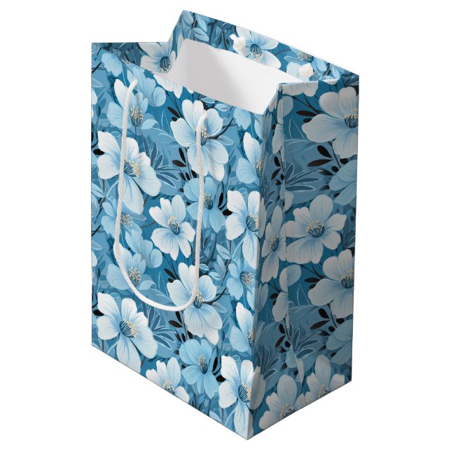 Blue Floral Gift Bag (Front Angled)
