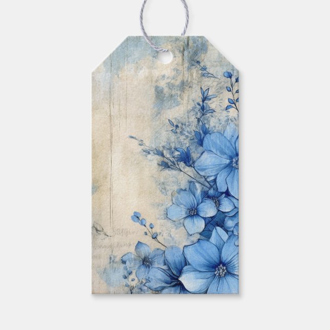 Blue Floral Gift Tags (Front)