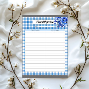 Blue Floral Gingham_ Clinical Reflection Notepad