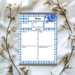 Blue Floral Gingham _ Disease Temp 1 Notepad