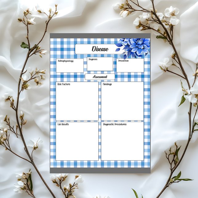 Blue Floral Gingham _ Disease Temp 1 Notepad (Creator Uploaded)