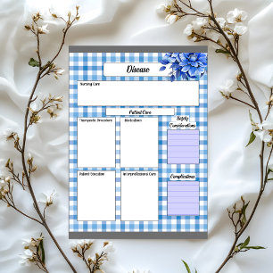 Blue Floral Gingham _ Disease Temp 2 Notepad