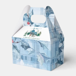 Blue Floral Gingham oh deer baby shower Favor Box