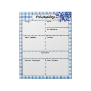Blue Floral Gingham_ Pathophysiology Temp Notepad