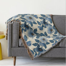 Blue Floral Gold Glitter Japanese Ukiyo-e